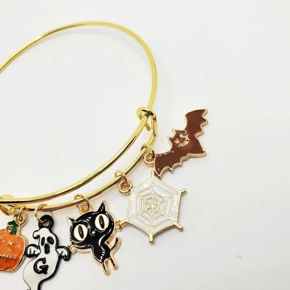 Hand Crafted Gold Plated Halloween Charm Bracelet